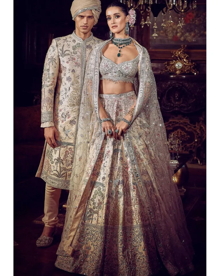 The Wanderlust Peach Sky Masai Lehenga Set