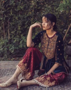Three Kali Velvet Kurta Set