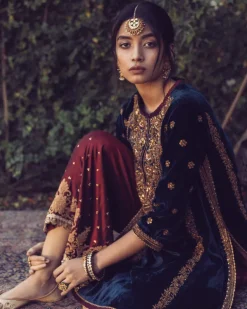 Three Kali Velvet Kurta Set