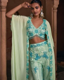 Tinker Bell Mint Green Full Embroidered Cape Set