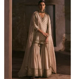 Tissue Kurta With Bootis Gharara Set