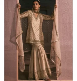 Tissue Kurta With Bootis Gharara Set