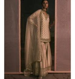 Tissue Kurta With Bootis Gharara Set