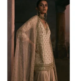 Tissue Kurta With Bootis Gharara Set