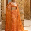Toasted Orange Embroidered Cape Set