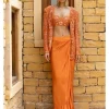 Toasted Orange Embroidered Jacket and Skirt Set
