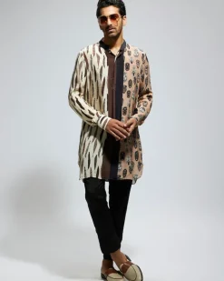 Tribal Mask And Feather Printed Kurta Set