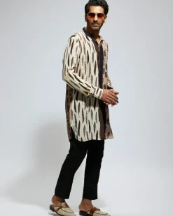 Tribal Mask And Feather Printed Kurta Set