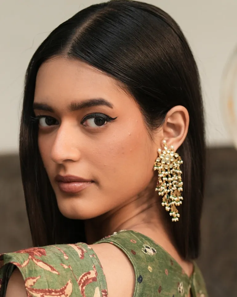 Trisha Green Kundan Earrings