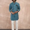 Turquoise Inara Motif Foe Nehru Jacket Set