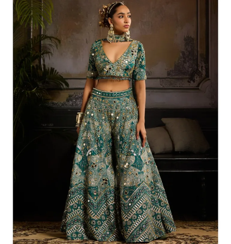 Turquoise Mirage Sharara Set