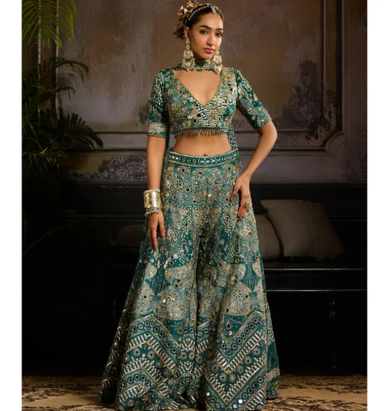 Turquoise Mirage Sharara Set