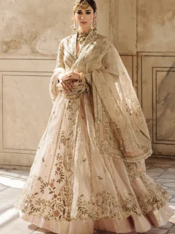 Vanilla Hued Angarkha Lehenga Set