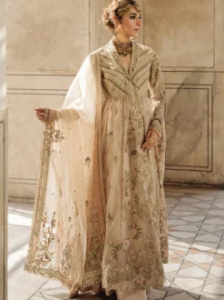 Vanilla Hued Angarkha Lehenga Set