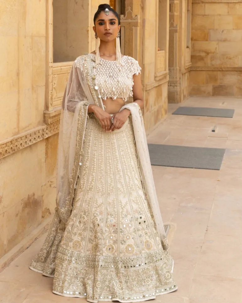 Vanilla Pani Gold Embroidered Lehenga Set