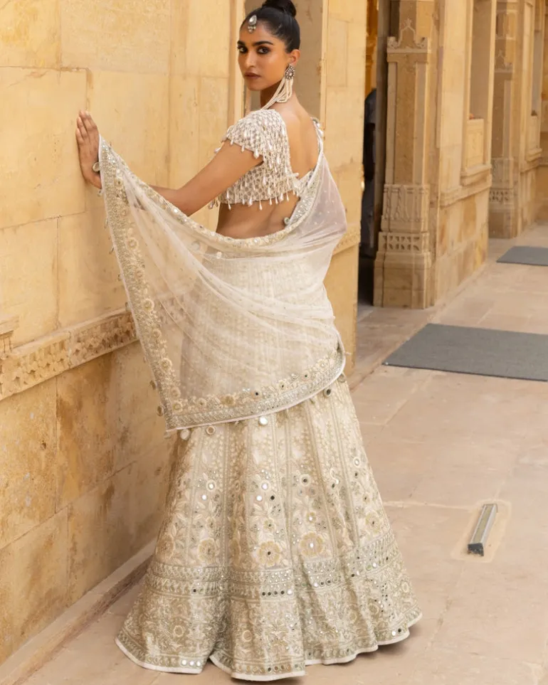 Vanilla Pani Gold Embroidered Lehenga Set