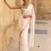 Vanilla Rosegold Embroidered Georgette Sari Set