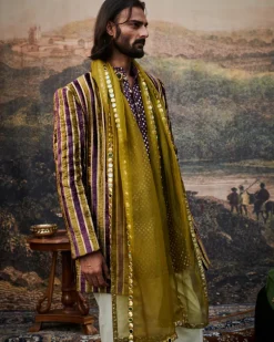 Varn-Harit Makhmal Sherwani Set