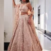 Veda Pink Embroidered Organza Lehenga Set