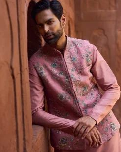 Veda Raw Silk Nehru Jacket Set