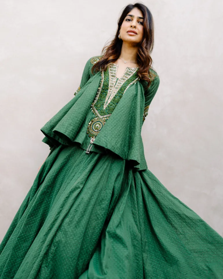 Veeda Peplum Top and Skirt Set
