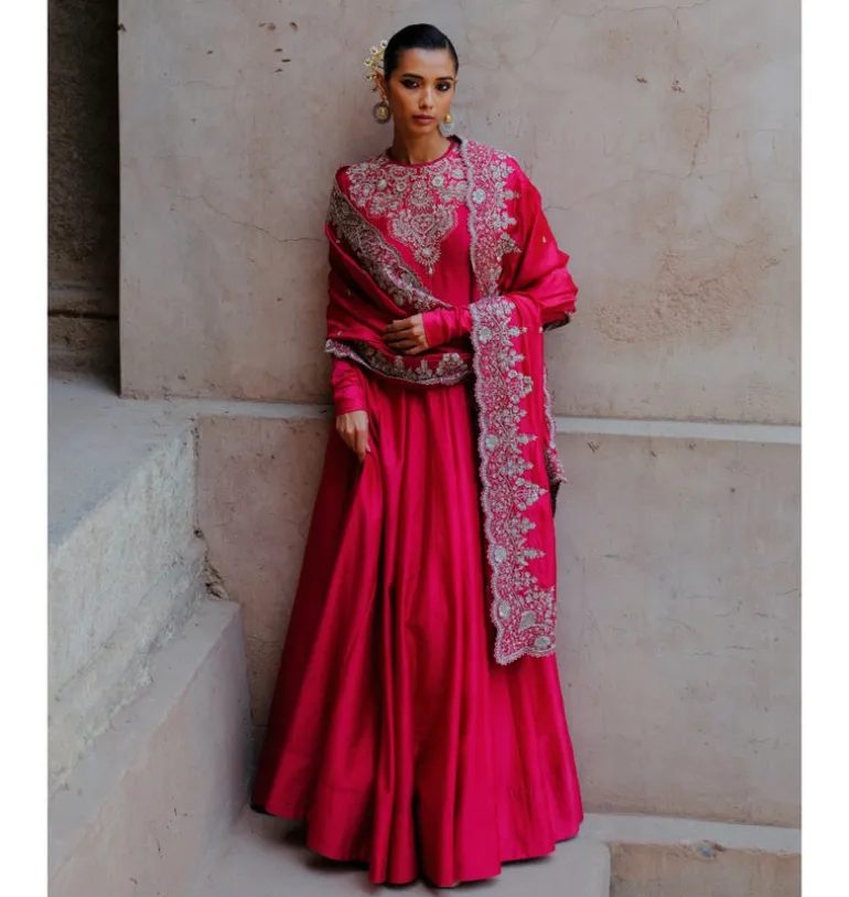 Velour Embroidered Anarkali