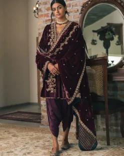 Velvet Angrakha Style Kurta