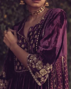 Velvet Banarasi Kalidar Kurta