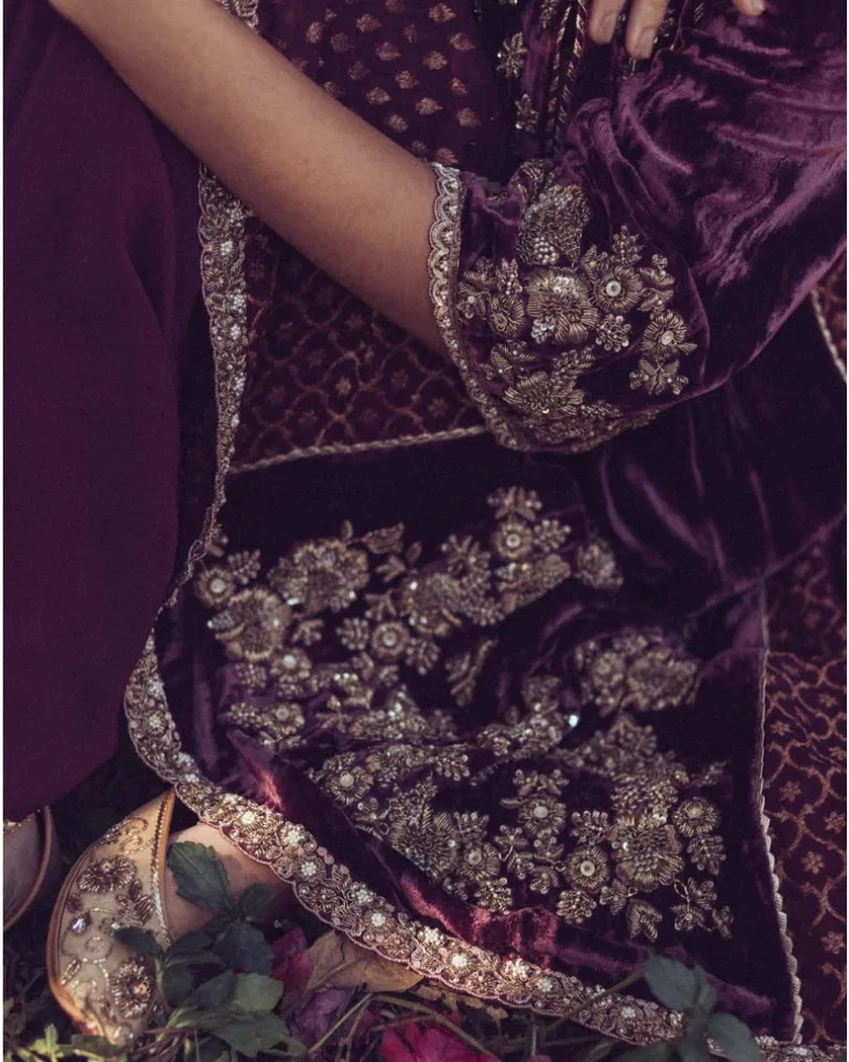 Velvet Banarasi Kalidar Kurta