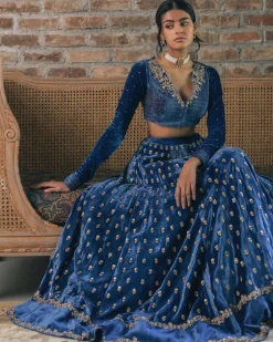 Velvet Booti Lehenga Set