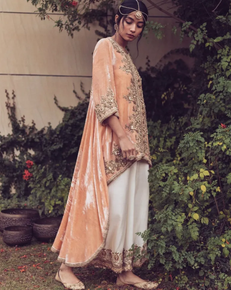 Velvet High Low Kurta Set