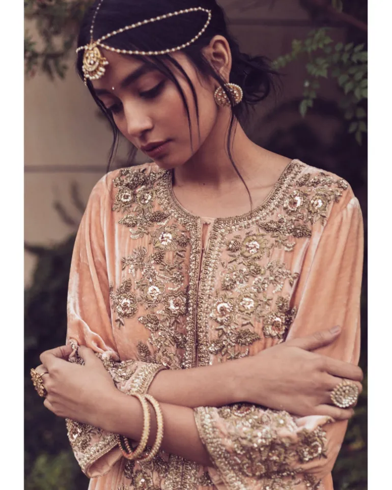 Velvet High Low Kurta Set