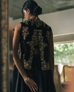 Velvet Jacket With Lehenga