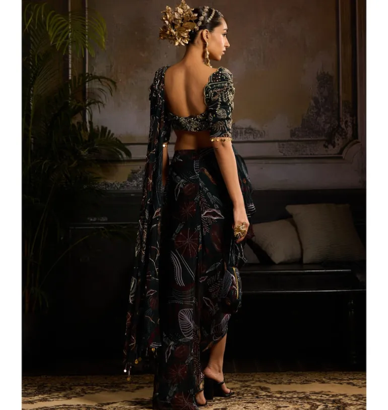 Verdant Glow Sari Set