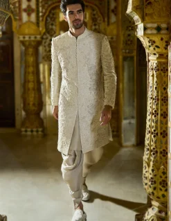 Vinatge Ivory Three-Dimensional Sherwani Set