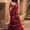 Vintage Floral Printed Chiffon Pre-Draped Sari Set