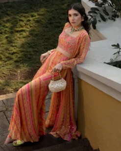 Vintage Floral Stripe Jacket Set