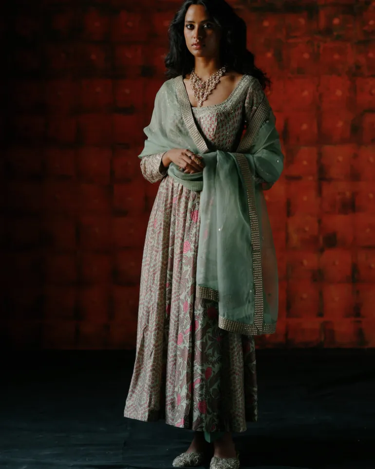 Wasabi Mint Anarkali Set