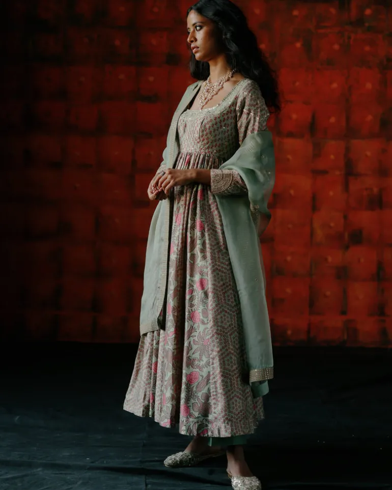 Wasabi Mint Anarkali Set