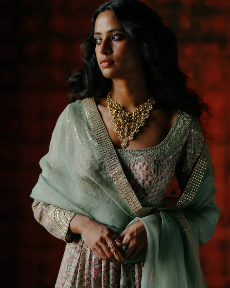 Wasabi Mint Anarkali Set