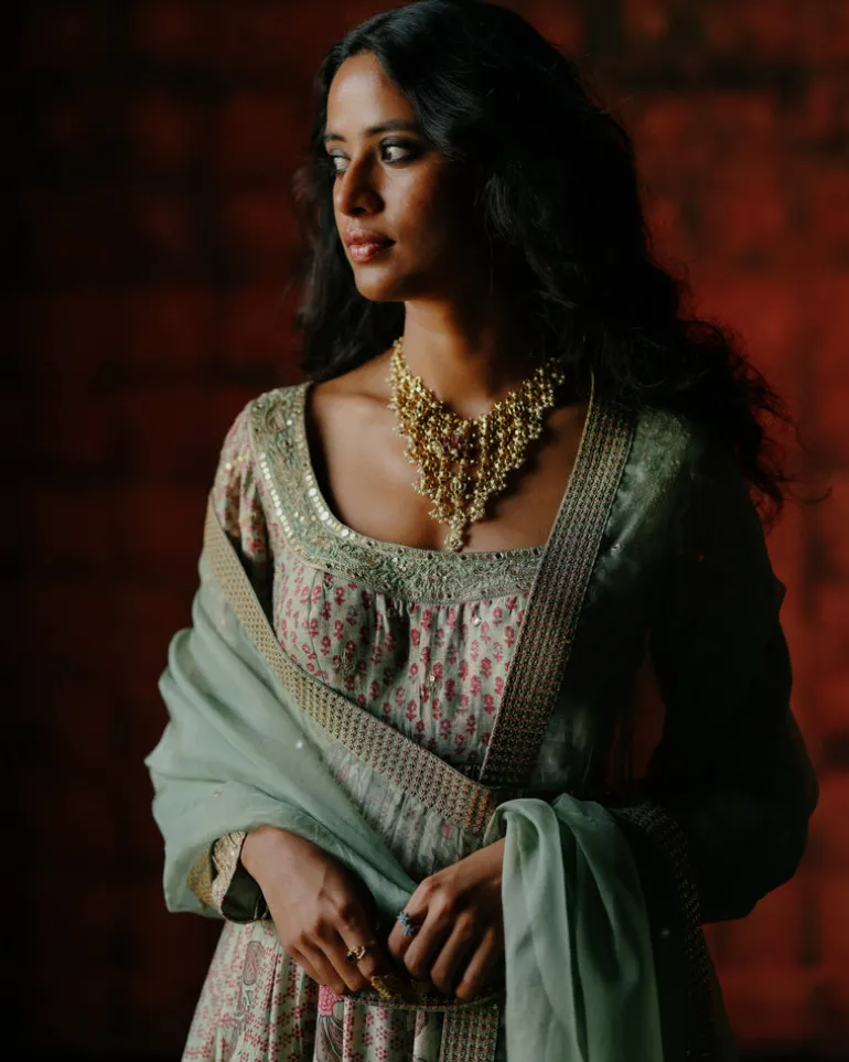 Wasabi Mint Anarkali Set