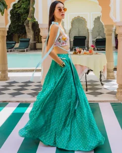 Watermelon Bandhini Lehenga Set