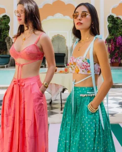 Watermelon Bandhini Lehenga Set