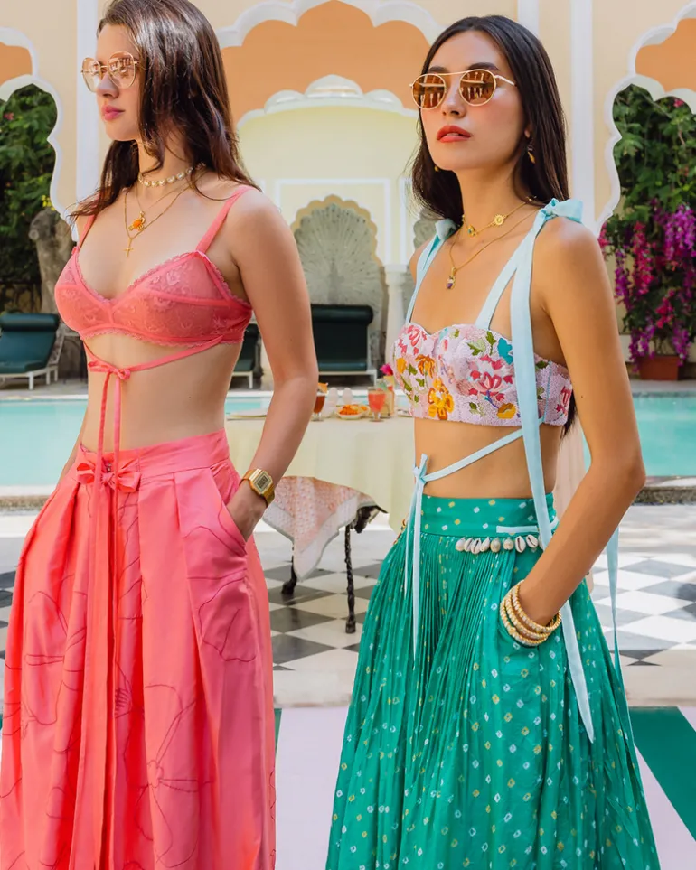 Watermelon Bandhini Lehenga Set