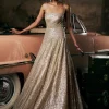 Wave Champagne Sequin Gown