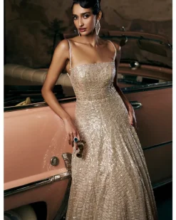 Wave Champagne Sequin Gown