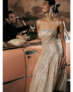 Wave Champagne Sequin Gown