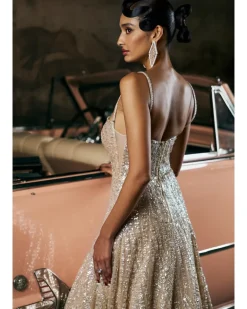 Wave Champagne Sequin Gown