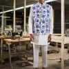White Anaar Open Bandi With Matching Kurta Pajama Set
