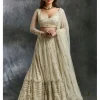 White And Silver Sequin Lehenga
